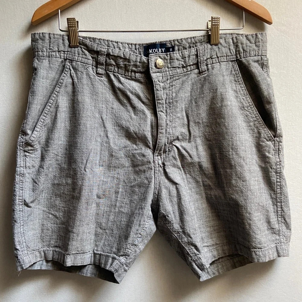 Kolby Grey Cotton Flat Front Casual Summer Shorts Men's Size 36
